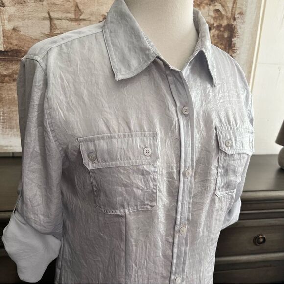 Calvin Klein Gray Shimmering Button-down Shirt size Medium - Picture 3 of 8